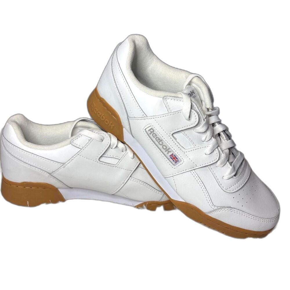 VTG Vibe Men's Size 8 Reebok Classic Workout Plus White Gum Sole ShoesEUC-CN2126